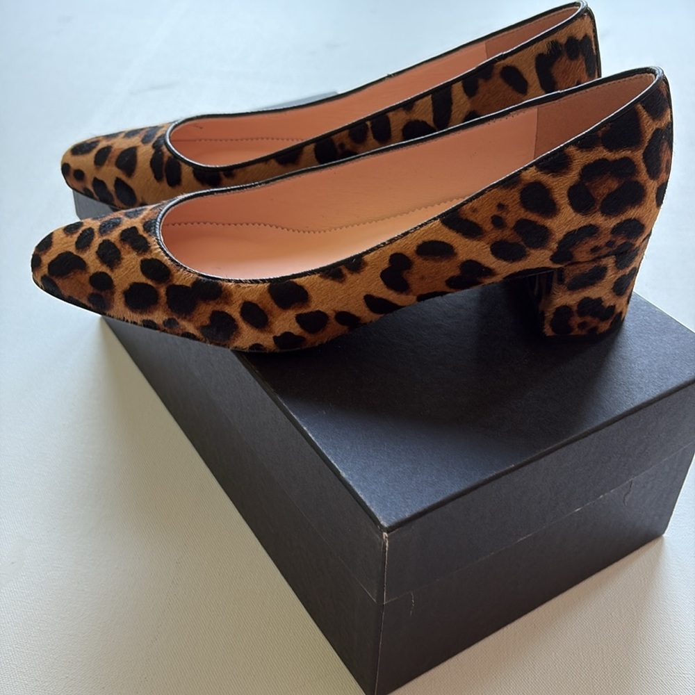 J.Crew Kate Block Heel Pumps in Leopard Calf Hair- NIB- Mahogany- Size 9.5 - Picture 5 of 10